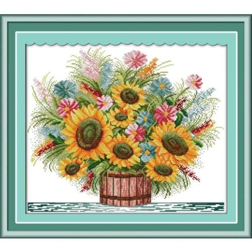 Flower cross stitch kit flower 18ct 14ct 11ct count printed canvas stitching embroidery DIY handmade needlework