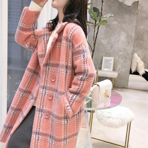 HStar Autumn Elegant Plaid Women Fashion Woolen Coats Trench Coat Ladies Casual turn-down Collar Coats Female Warm Outwear