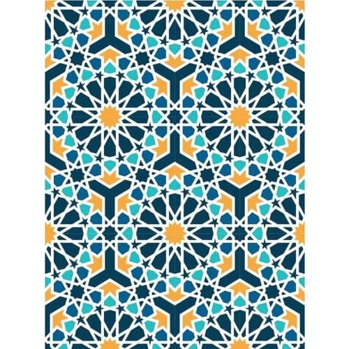 Peel And Stick Modern Elegant Blue/organge Trellis Mosaic Tile Self-Adhesive Prepasted Waterproof Wallpaper Wall Mural For Decor