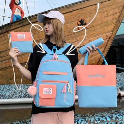 Letter Print School Backpack Nylon Waterproof Women Backpacks Simple School Bags for Ladies Backpack College Student Schoolbag