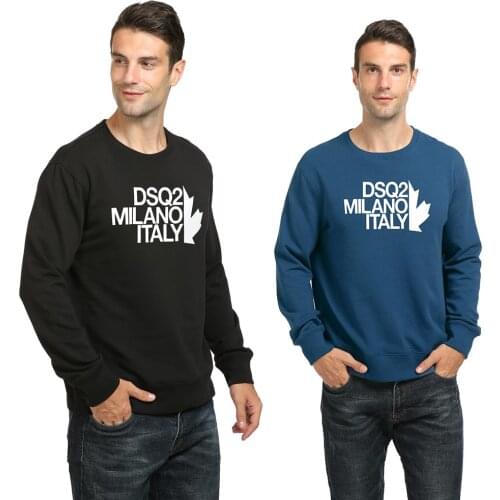 DSQ2 milano italy letters printing round neck padded Sweatshirts pullover cotton retro loose unisex top Sweatshirt