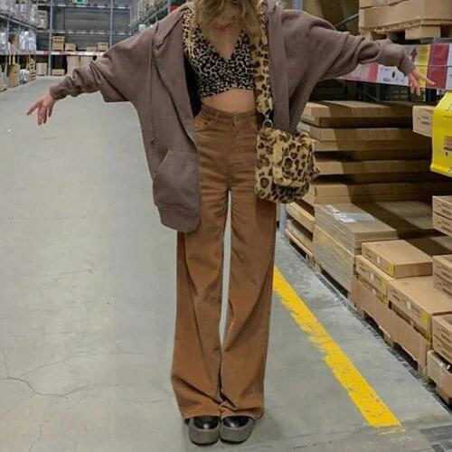 Vintage Oversized Corduroy Baggy Pants Women Harajuku y2k Brown Wide Leg Pant Streetwear Jogger High Waist Trouser