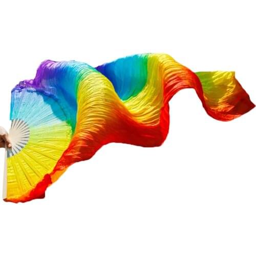 Stage Performance 100% Silk Belly Dance Fan Gradient Color Dance Rehearsal Props Belly Dance Silk Fan Purple (1pc) Right Hand