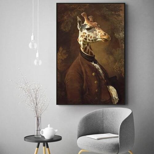 Giraffe in Dress Classical Canvas Paintings On the Wall Art Posters And Printing Wall Pictures for Living Room Home Unstertched