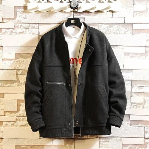 2020 Autumn & Winter New Arrival Baseball Collar Solid Color Plus Size Jacket Korean Slim Woolen Coat Thick Jacket Free Shipping