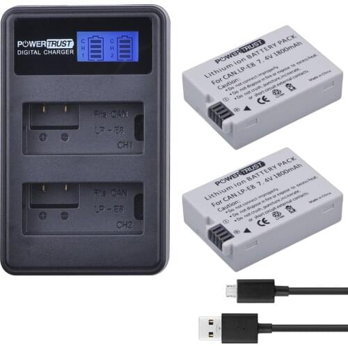 2x 1800mAh LP-E8 LPE8 LP E8 Camera Battery AKKU and Charger for Canon EOS 550D EOS 600D EOS 700D EOS Rebel T2i T3i T4i T5i X4 X5