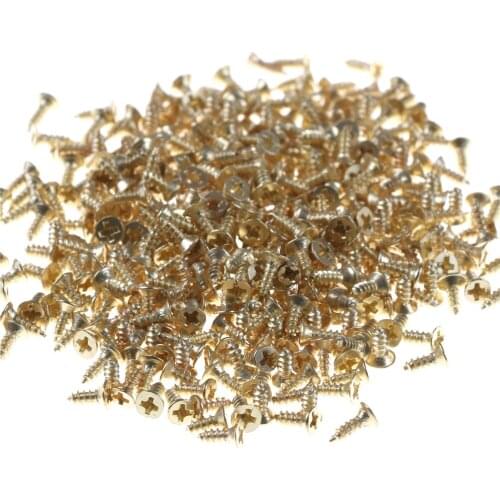 380pcs/pack 2*6mm Flat Self-tapping Screws Brass Material Golden Screws DIY Model Making Tools
