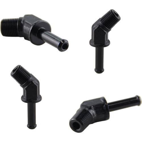 4PCS ALUMINUM 1/8" NPT MALE 45 DEGREE TO 1/4" HOSE BARB NIPPLE AN4 FITTING BLACK