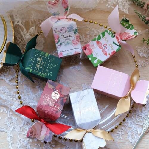 50pcs New Europe Marble Style Gift Box Baby Shower Birthday Party Candy Box Sweet Chocolate Boxes Wedding Favors Decoration