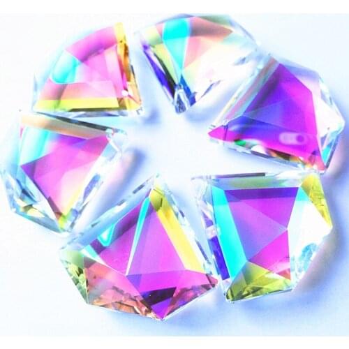 6pcs Top Quality AB 48 *42 *16mm K9 Crystal Diamond Shape Lamp Prism Glass Suncatcher Out Door Christmas Tree Hanging Decoration