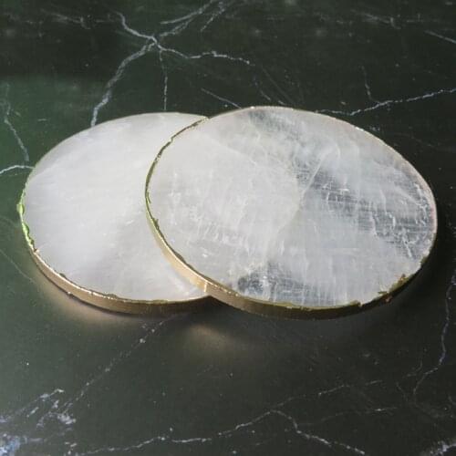 9 cm Natural hibiscus round white crystal coasters for household insulation