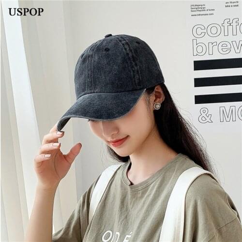 USPOP 2021 New 100% Cotton Baseball Caps Unisex Women Men Solid Color Breathable Sun Visor