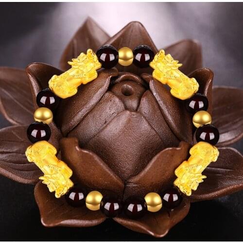 Pixiu Feng Shui Bracelet Obsidian Bead Unisex Wristband Gold Pixiu Fortune Lucky Color Bracelet Jewelry Designer Chrams