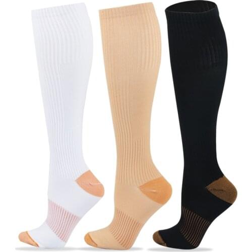 Men Women Compression Stockings Nurse Varicose Veins Nylon Black White Color Sports Football Cycling Knee-Highs Socks Man 45