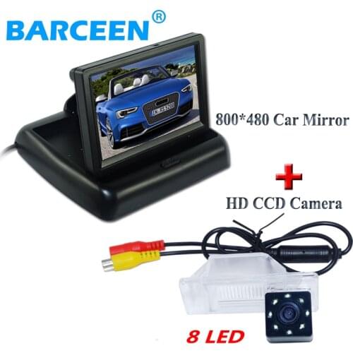 Color car screen monitor 4.3" +shockproof car rear camera glass 8 led lens for NISSAN QASHQA/ X-TRAIL for Peugeot 307 Hatchback