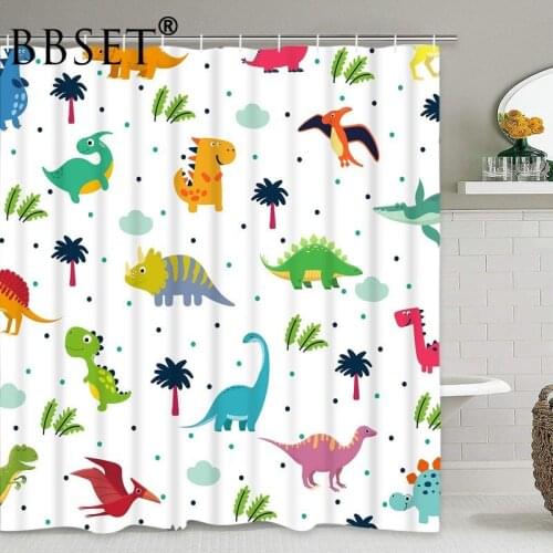 Dinosaurs Shower Curtain Cartoon Kids Jurassic Pattern Waterproof Multi-size Douchegordijn Kids Bathroom Decor with 12 Hooks