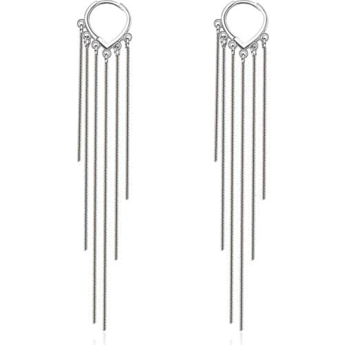 Long Tassel Love Heart Drop Earrings For Women 925 Sterling Silver Korean Fashion Luxury Chain Aesthetic Jewelry Dangle Earrings