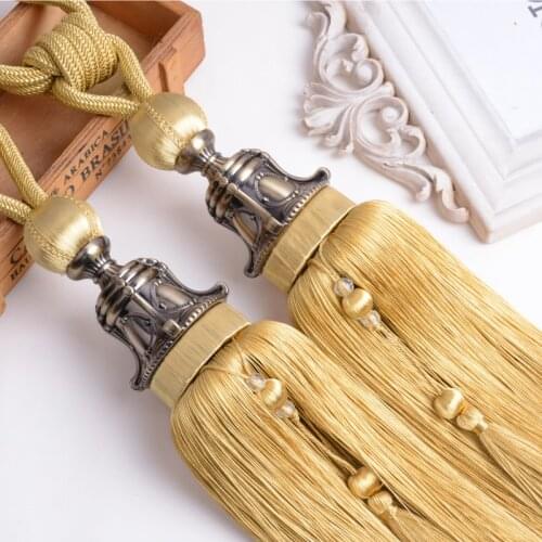 Europe 2Pcs Curtain Tassel Fringe Brush Straps Tiebacks Hanging Bind Ropes Belt Buckle Hook Holder Curtain Accessories Tieback