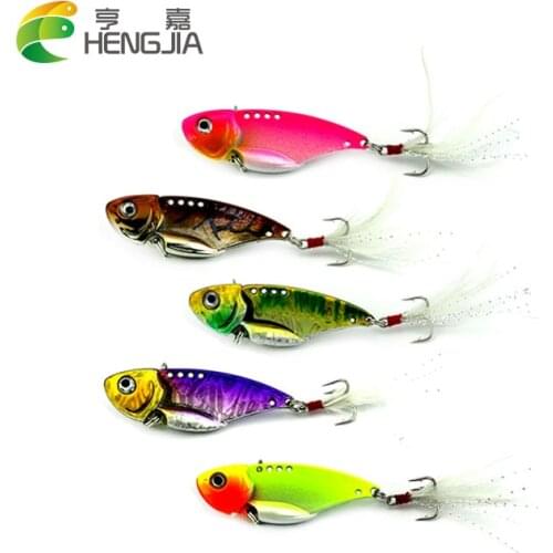 Hengjia 5pcs hard metal vib fishing lures sea sinking vibration blade sequins fishing baits pesca fishing tackles