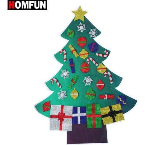 HOMFUN 5D DIY Diamond Painting Christmas Tree New Year Gift Kid Toy Artificial Tree Wall Window Sticker Christmas Home Decor
