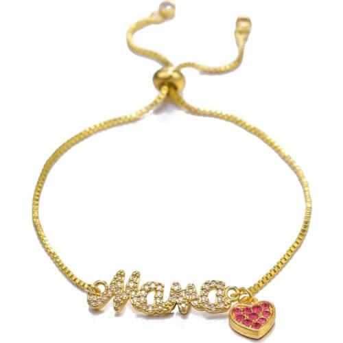 Juya Handmade MaMa Boy Girl Charm Bracelets For Women Mom Daughter Girl Birthday Gift Adjustable Gold/ Bracelets Supplies