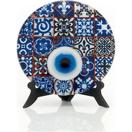 Handmade Ceramic Tile Table Top Fusion Glass Charm 12cm