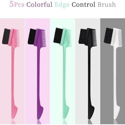 5Pcs/Lot Colorful Edge Brush Double Sided 3 In 1 Edge Control Brush For Eyebrows Hairdressing Styling Beauty Tool