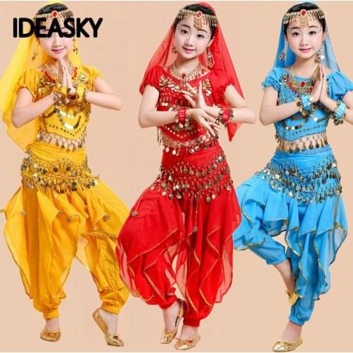 Arabic sequin bellydance performance professional belly dance suit children costumes kids costume set woman adult kid top pants