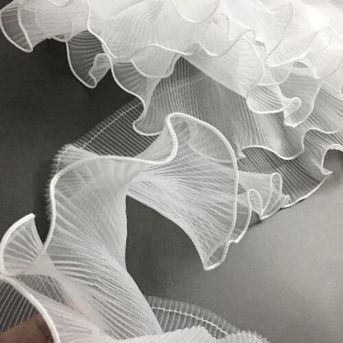 Organza Lace Trim Pleated Wave 3D Ruffle Large Lace Clothing Designer DIY Party Wedding Dress Edge Bouquet Accessories Material