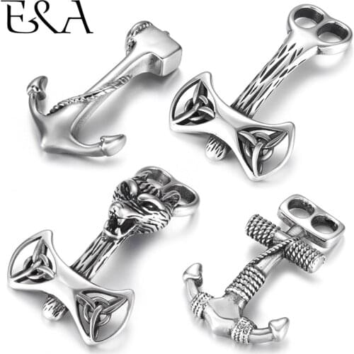 Stainless Steel Anchor Hooks Curved Double Hole 5mm for Leather Bracelet Connector Clasp Jewelry Making Findings DIY Supplies