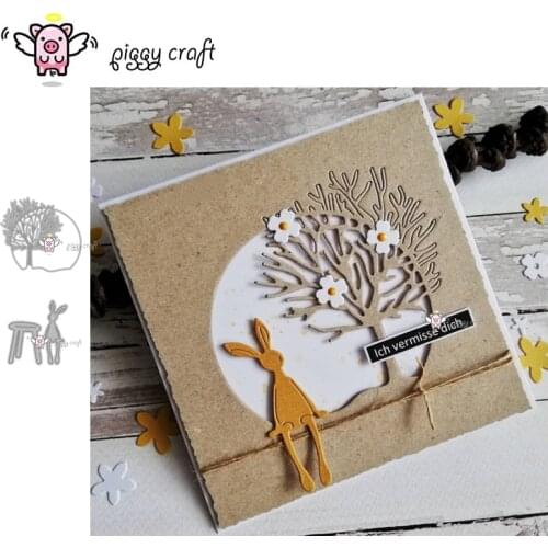 Piggy Craft metal cutting dies cut die mold Tree bird circle frame bunny Scrapbook paper craft knife mould blade punch stencils