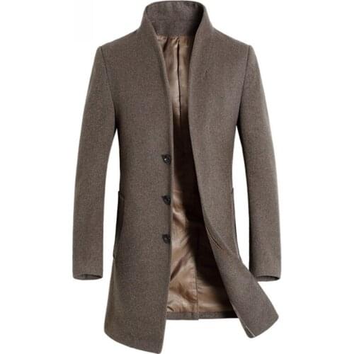 Winter casual Mens wool Jackets and coats men slim fit business brown wool overcoat jacket male woolen outwear clothing
