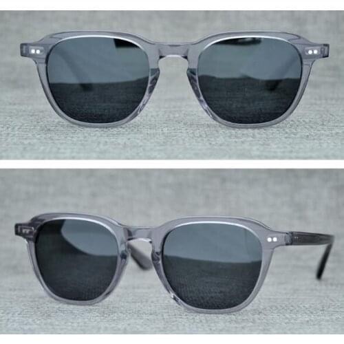 LKK Acetate Sunglasses Hand Made Men Traveling Retro Unisex Acetate Rivet Sun Glasses Driving Eyewear Oculos