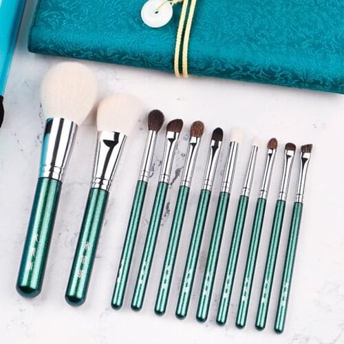 MyDestiny makeup brush-Pearly green 11pcs soft natural animal fur comestic brushes set-cosmetic tool&beauty pen for beginers
