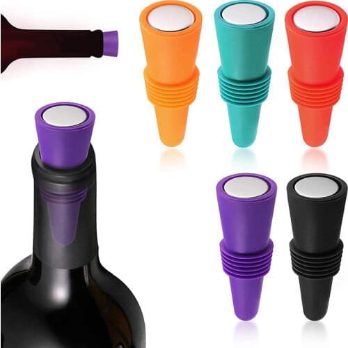 Premium Silicone Wine and Beverage Bottle Cap Set Leak Proof Champagne Bottles Sealer Stoppers Wine Cork Saver Stopper Reusable