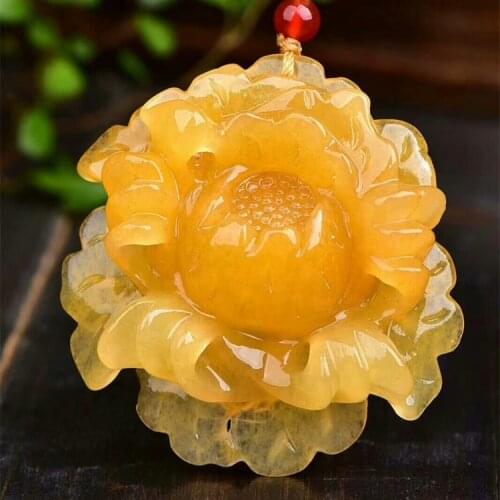 Natural yellow rose jade pendant necklace for women Hand-Carved Pendants jade necklace jade jewelry white and gold party goods