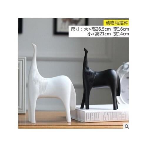 Nordic Decoration Home Decoration Creative Black and White Ceramic Craft Decoration LT005 Black and White Horse