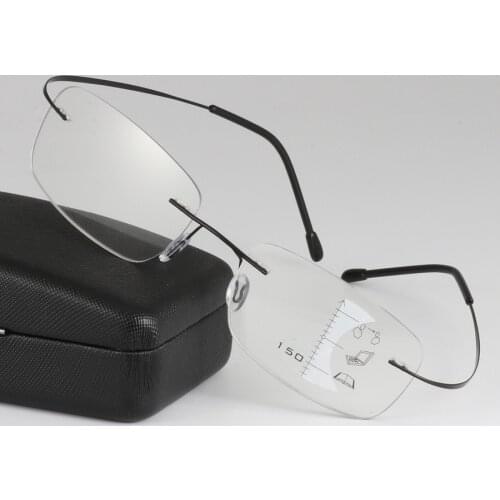New Rimless Multifocal Reading Glasses Men Progressive Multi-focus Presbyopic Eyewear Ultralight Flexible Magnifier Unisex