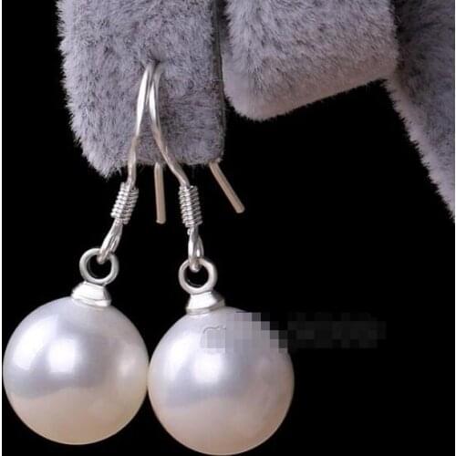 Wholesale good Hot sale new Style >>>> White South Sea Shell Pearl 925 Sterling Earrings