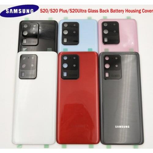 Original SAMSUNG Galaxy S20 S20 Plus S20 Ultra G980 G985 Battery Glass Back Cover Rear Door Case Replacement Part With Frame Len