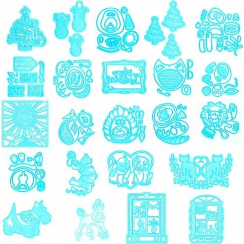 Pet Dog Penguin Hedgehog Rabbit Cat Lion Merry Christmas Words Cutting Dies For DIY Scrapbooking Embossing Paper Cards Making