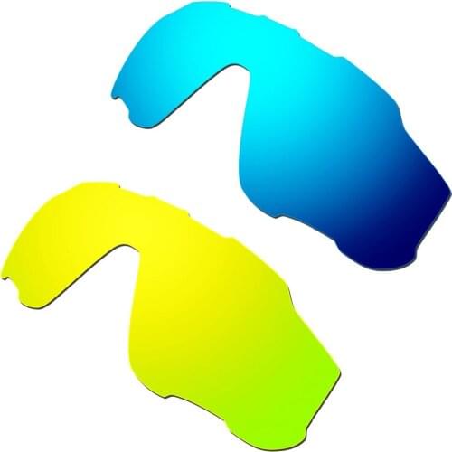HKUCO Blue/24K Gold 2 Pairs Polarized Replacement Lenses For Jawbreaker Sunglasses 100% UVA & UVB