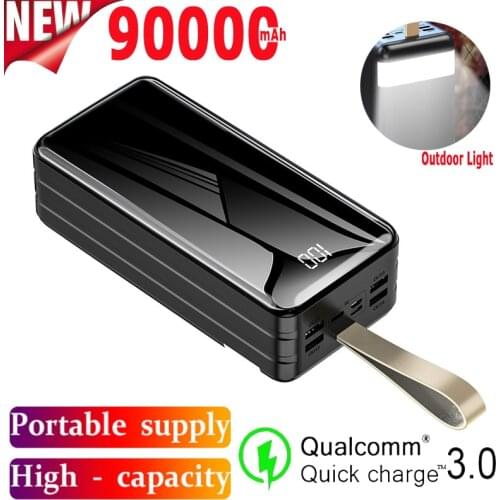 90000mAh Portable PowerBank Fast Charge With 4USB Ports LED Charger Outdoor Travel Emergency PoverBank for Xiaomi Samsung Iphone