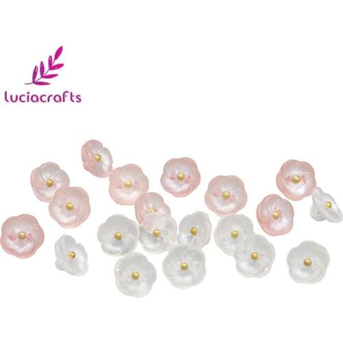 20pcs/lot 11.5mm White/Pink Flower Resin Buttons DIY Sewing Shank Button For Scrapbooking Kid Garment Shirt Decoration E0406
