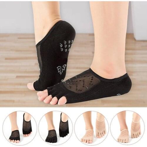 Back Mesh Non-slip Yoga Socks Breathable Womens Yoga Sports Open Toe Topper Socks Half Socks Forefoot Padded Cushion Socks