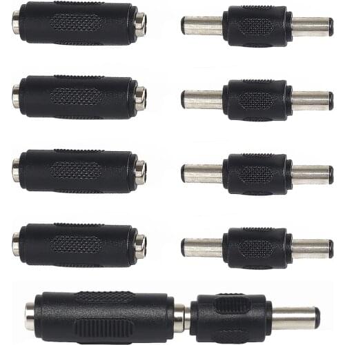 For 5.5 * 2.1mm DC double male to male jack end plug connector power socket female to bus panel mount adapter 5.5mm 2.1mm