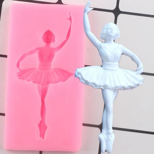3D Ballet Dancer Silicone Molds Girls Cupcake Topper Fondant Mold DIY Cake Decorating Tools Candy Clay Chocolate Gumpaste Moulds