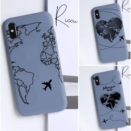 Chenel World Map Phone Case for iPhone 8 7 6 6S Plus X SE 2020 XR 11 12 Pro mini pro XS MAX Candy Green Silicone Case