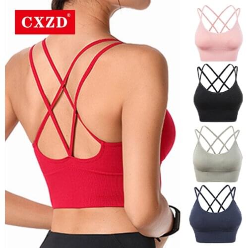 CXZD Sports Bras for Women Hot 2021 Newest Cross Straps Contour Breathable Seamless for Sports Running Shockproof Underwear