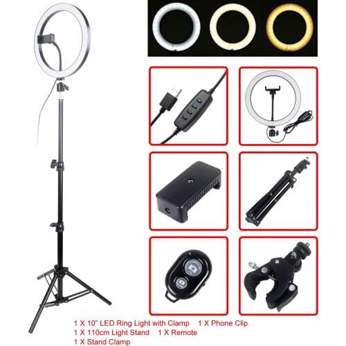 LED Ring Light Dimmable Selfie Ring Lamp Photographic Lighting With Tripod Light Stand Phone Holder for Live YouTube